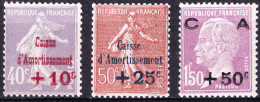FRANCE - 1928 - Caisse D'Amortissement 2ème Série Yv.249/50 Neufs** Yv.251 Neuf* (infime Trace) TB (c.175€) - Ungebraucht