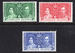 FALKLAND IS - 1937 CORONATION SET (3V) FINE MNH ** SG 143-145 - Falklandinseln