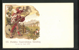 Künstler-AK Nürnberg, XII. Deutsches Bundesschiessen 1897, Schütze Mit Gewehr, Ganzsache  - Chasse