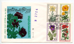 Germany, West 1975 FDC Scott B521-B524 Alpine Flowers - Edelweiss, Trollflower, Alpine Rose, Pasqueflower - 1971-1980