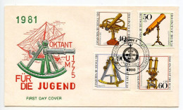 Germany, West 1981 FDC Scott B583-B586 Historic Optical Instruments - Borda Circle, Telescope, Microscope, Octant - 1981-1990