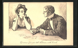 Künstler-AK ..you Can Tell Fortunes With Cards, Mann Und Frau Beim Kartenspiel  - Carte Da Gioco