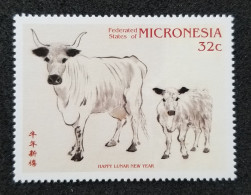 Micronesia Year Of The Ox 1997 Chinese Ancient Painting Cow Lunar Zodiac (stamp) MNH - Mikronesien