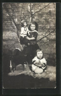 Foto-AK Mädchen Mit Puppe Und Kleinem Bruder  - Gebraucht