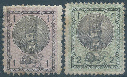 PERSIA PERSE IRAN,1876,First Portrait Issue Of Nasser-eddin Shah Qajar,1s & 2s,Hinged - Mint,Scott:27/28,Value:65,00 - Iran