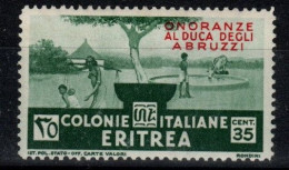 Eritrea S 215  1934 Onoranze Al Duca Degli Abruzzi, 35c Green,Mint Light Hinged - Erythrée