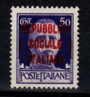 Italy S 493 I  1944 Repubblica Sociale Italiana 50  Violet, Mint Never Hinged - Marcofilie