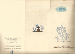 MENU  1949  FORGES DE STRASBOURG Restaurant L 'AUBETTE - Menükarten