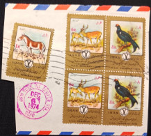 DM)1974, IRAN, FRAGMENT OF LETTER WITH STAMPS INTERNATIONAL CONGRESS, ON HUNTING AND WILD FAUNA, TEHRAN, PERSIAN WILD AS - Iran