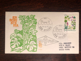 SAN MARINO FDC COVER 1977 YEAR MEDICINAL PLANTS HEALTH MEDICINE STAMPS - FDC