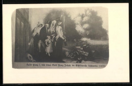 Künstler-AK Kaiser Franz I. Lässt Seinen Enkel Franz Joseph Die Schildwache Beschenken, 1833  - Familles Royales