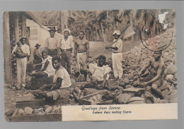 Greeting From Samoa Samoan Labour Boys Making Copra Scène De Travail édit. A. Tattersali N° 13 39860 - Samoa