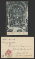 SE)1904 SPAIN, MONSERRAT POSTCARD, INTERIOR OF THE BASILICA, COAT OF ARMS, CIRCULATED TO MEXICO CITY, VF - Used Stamps