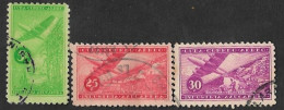 SE)1954 CUBA SUGAR INDUSTRY SERIES, AIRCRAFT AND EVAPORATORS, 3 USED STAMPS - Sonstige & Ohne Zuordnung