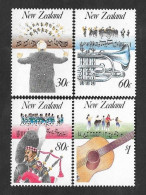 SE)1986 NEW ZEALAND COMPLETE SERIES MUSIC IN NEW ZEALAND, 4 TIMBERS MNH - Sonstige & Ohne Zuordnung