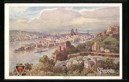 Künstler-AK Deutscher Schulverein Nr. 563: Passau, Gesamtansicht Der Stadt  - Guerre 1914-18