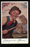 Künstler-AK Deutscher Schulverein Nr. 703: Junge In Tracht Mit Instrument  - Weltkrieg 1914-18