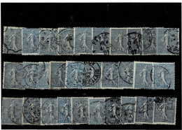 FRANCE ,"Seminatrice Su Fondo A Linee ,25c. 30 Pezzi Usati ,2 PERFIN ,qualita Ottima - Used Stamps