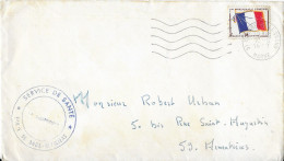 FRANCE LETTRE DE 1957 - FM TYPE DRAPEAU, FLAMME MOURMELON LE GRAND, CACHET BLEU ECOLE DE SOUS OFFICIERS, SERVICE SANTE - Lettres & Documents