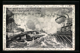 Künstler-AK Arthur Thiele: Torpedobootsdurchbruch Bei Tag  - Warships