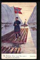 Künstler-AK Em. Dupuis: Norwegische Männer Auf Fliessbooten  - Dupuis, Emile