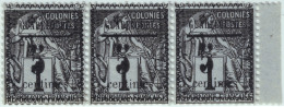 GUADELOUPE - 1889 - Yv.6 Bande De 3 Au Type I / Cadre XI - V - XI - Neufs** - Nuovi