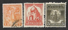 SE)1934 MEXICO SHORT SERIES, INDIA YALALTECA 1C SCT 707 USED, ARCO DE LA REVOLUCION 4C SCT 709, TORRE DE LOS REMEDIOS 5C - Mexique