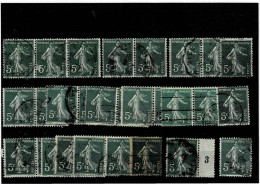 FRANCE ,"Seminatrice" ,5c. Verde ,30 Pezzi Usati ,1 PERFIN + 1 Con Ponte ,qualita Ottima - Used Stamps