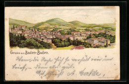 Lithographie Baden-Baden, Gesamtansicht Aus Der Vogelschau  - Baden-Baden