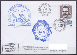 TAAF - Terre Adélie - Cachets Informaticien & Electronicien TA73 + Sign. Responsables - Càd Dumont D'Urville 16-9-2023 / - Covers & Documents