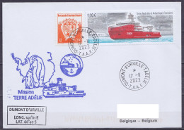 TAAF - Terre Adélie - Cachets Bateau ASTROLABE & Sign. Commandant & Vaguemestre - Càd Dumont D'Urville 17-11-2023 / Timb - Storia Postale