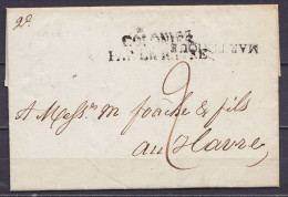 L. Datée 2 Février 1815 De ST PIERRE Mque (Martinique) Pour LE HAVRE - Griffes "COLONIES / PAR LE HAVRE" & "MARTINIQUE"  - 1815-1830 (Periodo Olandese)