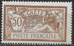 CRETE 1902 French Office : Stamps Of 1900 With Inscription CRETE 50 C Brown / Green Vl. 12 MH - Crete