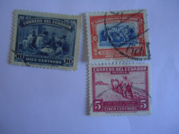 ECUADOR  USED   3  STAMPS ANNIVERSARIES - Equateur