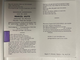 Devotie - Overlijden Marcel Huys Wwe De Smijter - Machelen Aan Leie 1923 - Deinze 1991 - Werkweigeraar & Ondergedokene - Décès