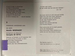 Devotie DP - Overlijden Aurèle Moeraert Echtg De Witte - Evergem 1923 - Gent 1991 - Décès