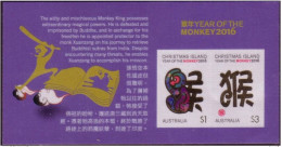 Australia 2016 Year Of The Monkey S/S Printed On RAYON - Unusual - Neufs