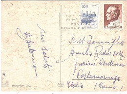 JUGOSLAVIA CARTOLINA PER ITALIA CON ANNULLO TARGHETTA - Lettres & Documents