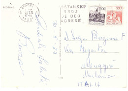 JUGOSLAVIA CARTOLINA PER ITALIA CON ANNULLO TARGHETTA - Storia Postale