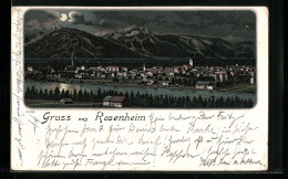 Lithographie Rosenheim, Blick Auf Den Ort Bei Nacht  - Rosenheim