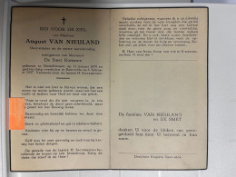 Devotie DP - Overlijden August Van Nieuwland Echtg Romanie - Destelbergen 1879 - Beervelde 1957 - Oudstrijder '14-'18 - Décès
