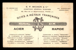 75 - PARIS 8EME - CARTE DE SERVICE - E.F. MICHON & CIE, SCIES A METAUX FRANCAISES - Arrondissement: 08