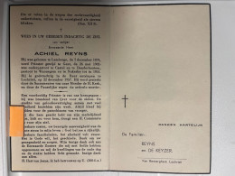 Devotie DP -  Priester Achiel Reyns - Lemberge 1874 - Lochristi 1957 - Gewijd Te Gent - Pastoor Te Wannegem & Nukerke - Décès