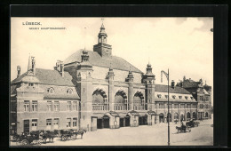AK Lübeck, Neuer Hauptbahnhof Mit Pferdekutschen  - Lübeck