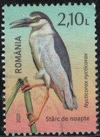 Roumanie 2021 Oblitéré Used Oiseau Nycticorax Nycticorax Bihoreau Gris Y&T RO 6675 SU - Usados