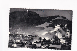 E6194) KITZBÜHEL - Tirol - Schöne Alte Nachtansicht Beleuchtete Piste Häuser U. Kirche - Kitzbühel