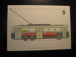 TROLEBUS Vetra - Berliet 1959 Advertising FIRESTONE Trolley Bus Coach Autobus Postcard SPAIN Barcelona TB - Bus & Autocars