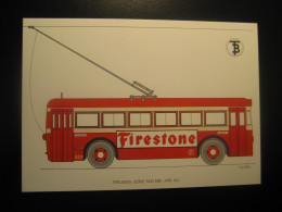 TROLEBUS 1941 Advertising FIRESTONE Trolley Bus Coach Autobus Postcard SPAIN Barcelona TB - Autobús & Autocar