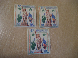 NEW YORK 1957 Esperanto Liberty Statue Flag Architecture Error Proof Perforated Imperforated 3 Poster Stamp Vignette USA - Ensayos, Reimpresiones & Espécimenes
