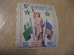 NEW YORK 1957 Esperanto Liberty Statue Flag Zamenhof Architecture Perforated Poster Stamp Vignette USA Flags Label - Monumentos